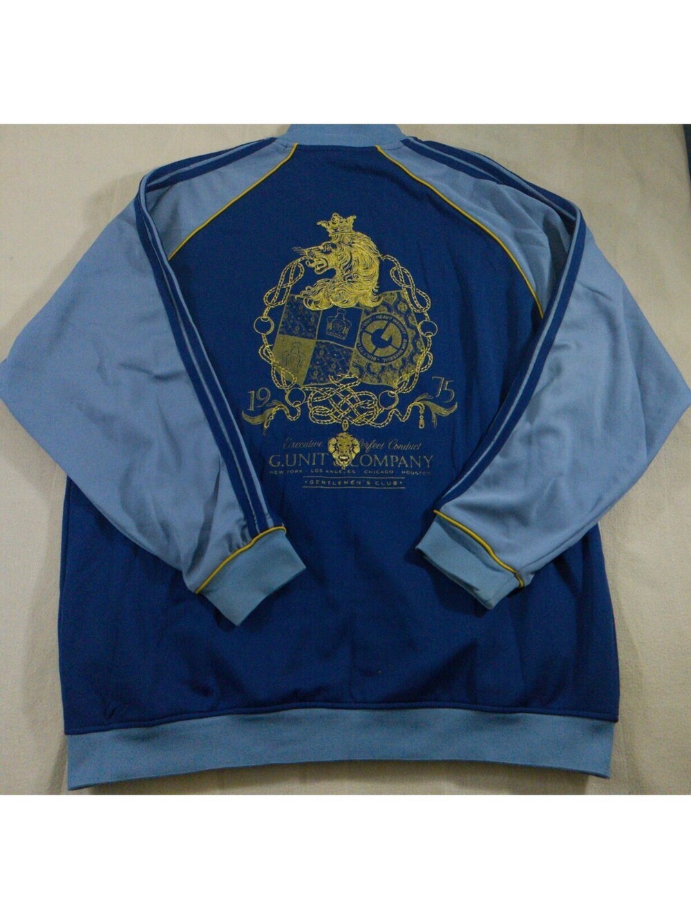 G-Unit Jacket Mens 2XL XXL Blue Track Hip Hop Embellish Heavy Y2K 50 Cent Street